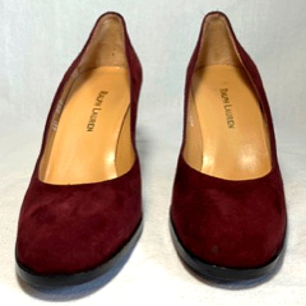 Ralph Lauren "Hadya" Burgundy Suede Heels Size 6.5 NWT